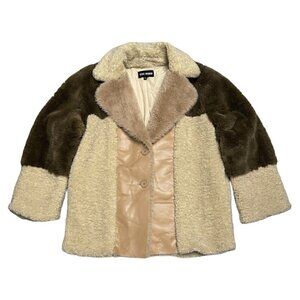 STEVE MADDEN Faux Fur Fleece Comfy Designer Womens Earth Tone Coat Large